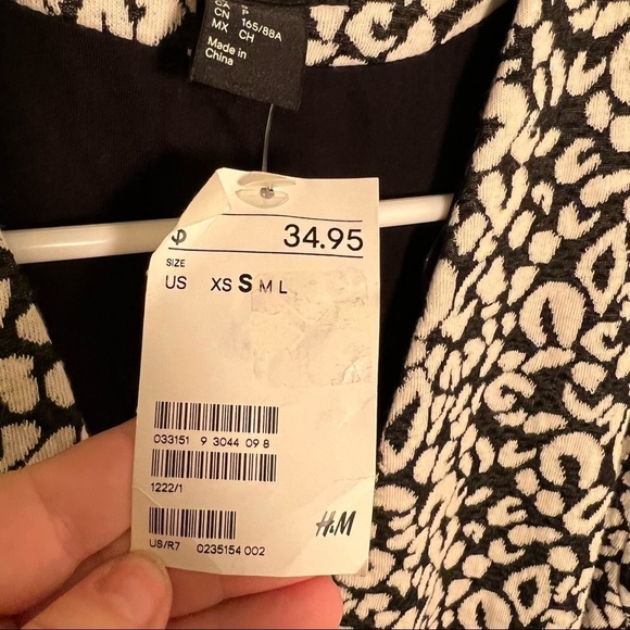 H&M Open Blazer White Black Animal Print - Picture 8 of 10